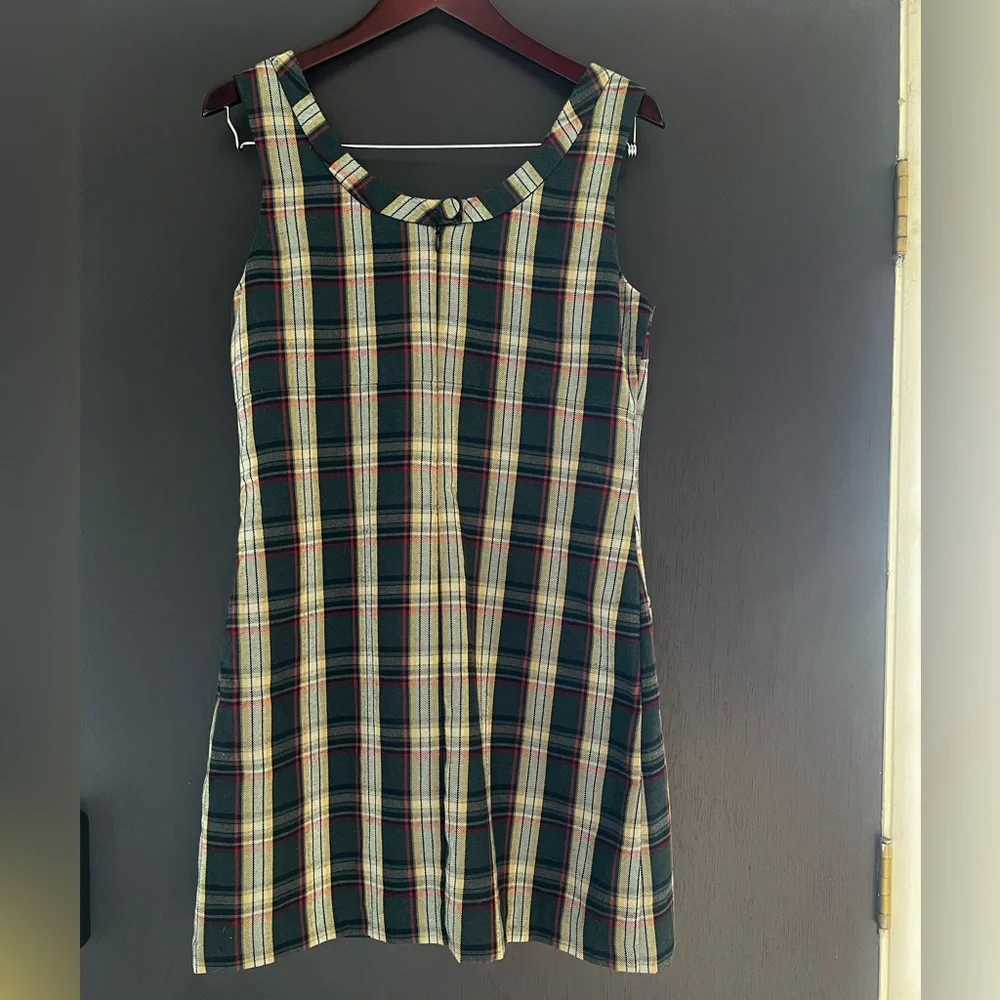 Vintage Y2K Old Navy Plaid Mod Pinafore Academia Mini Dress - Picture 8 of 12